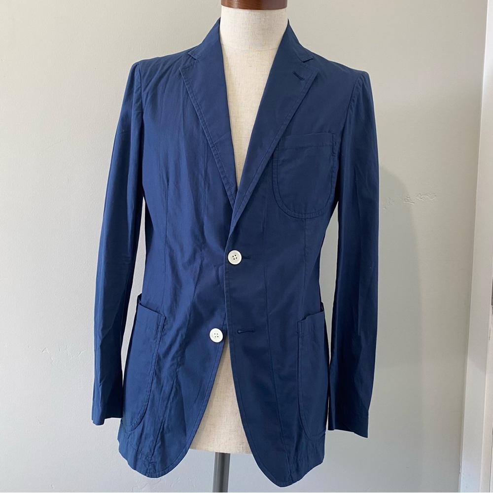 United Arrows Green Label men's blue lightweight cotton blazer, JP S (US XS)